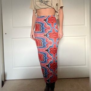 SHEIN multi print maxi skirt